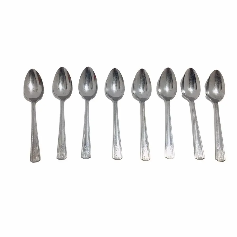 Vintage NASCO Silver Plated Teaspoons 8 Perma Brite USA Teaspoons Length: 6 in